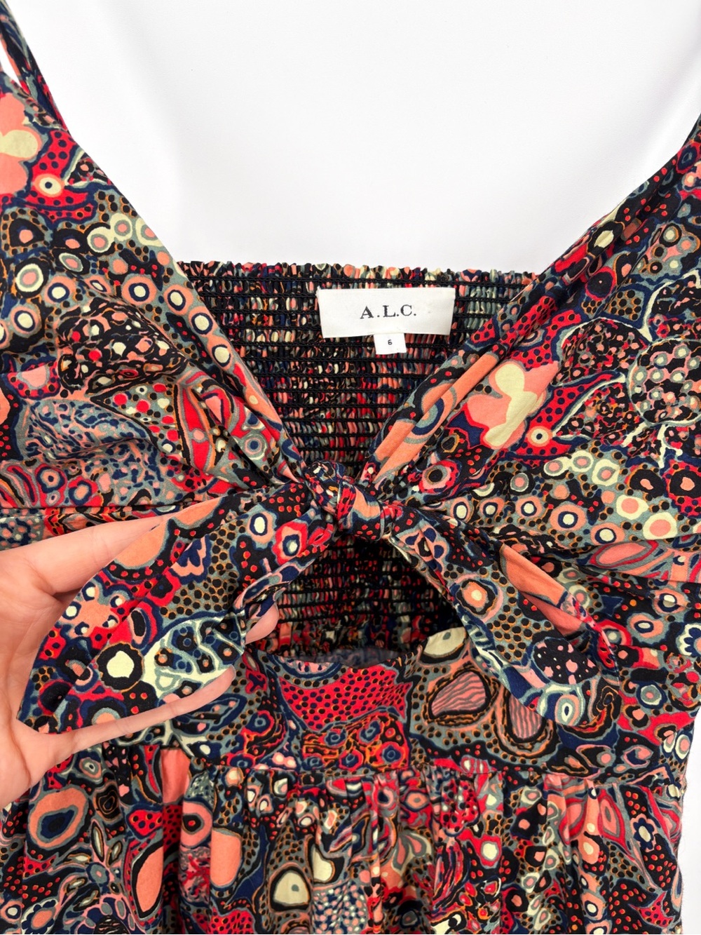 A.L.C. Laura Cotton Floral Maxi Dress Sangria Multi 6 - Picture 9 of 15